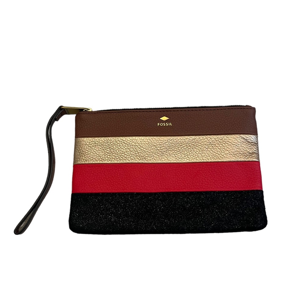 Fossil Leather Wristlet In Brown Multi-Color Block - image 5